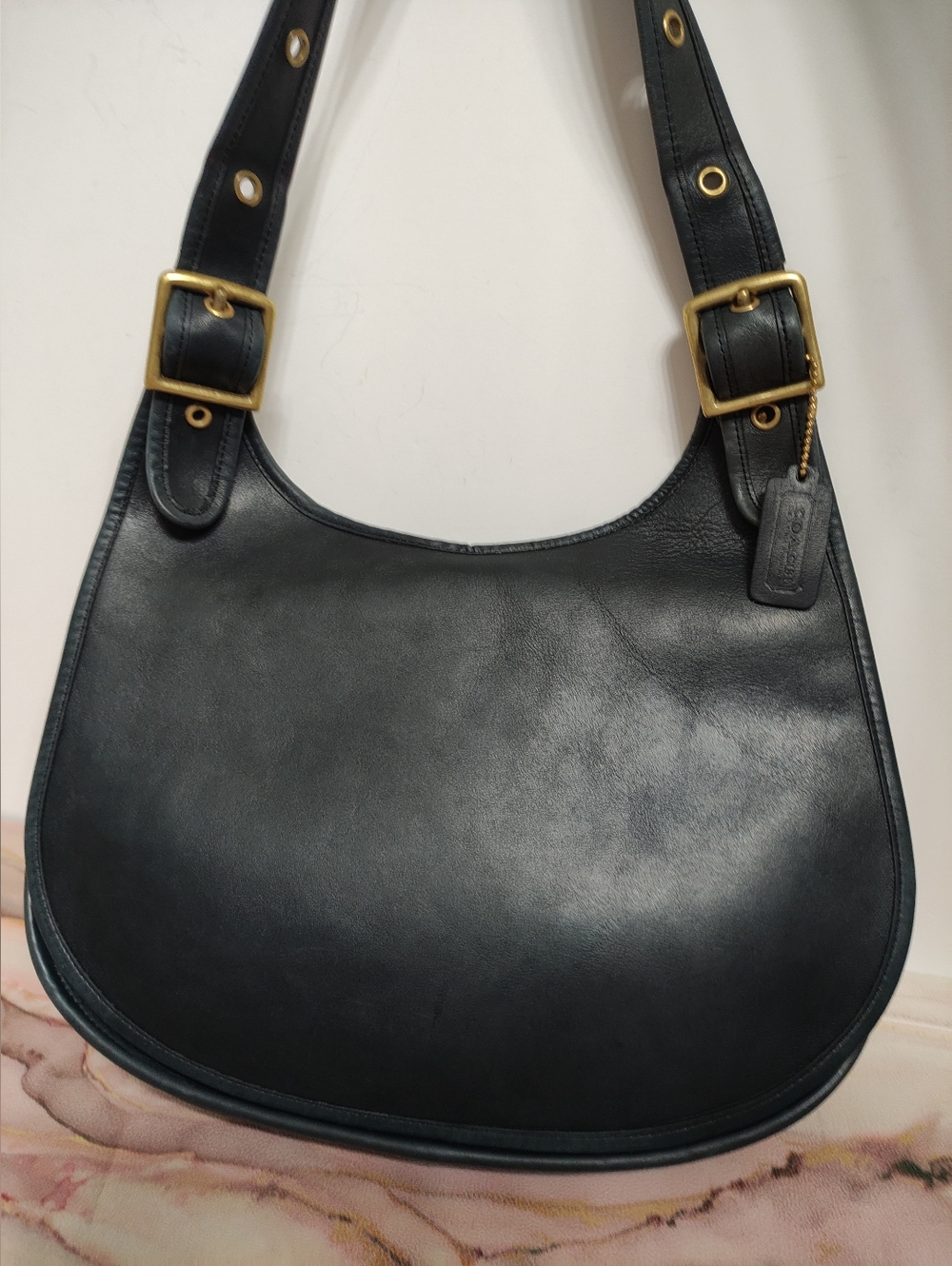 Vintage Coach 9210 Saddle Bag Large Navy Blue - Picture 2 of 16